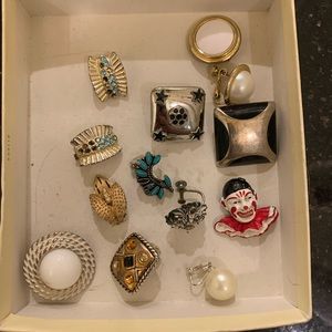 Assorted Vintage clip earrings, mismatched.